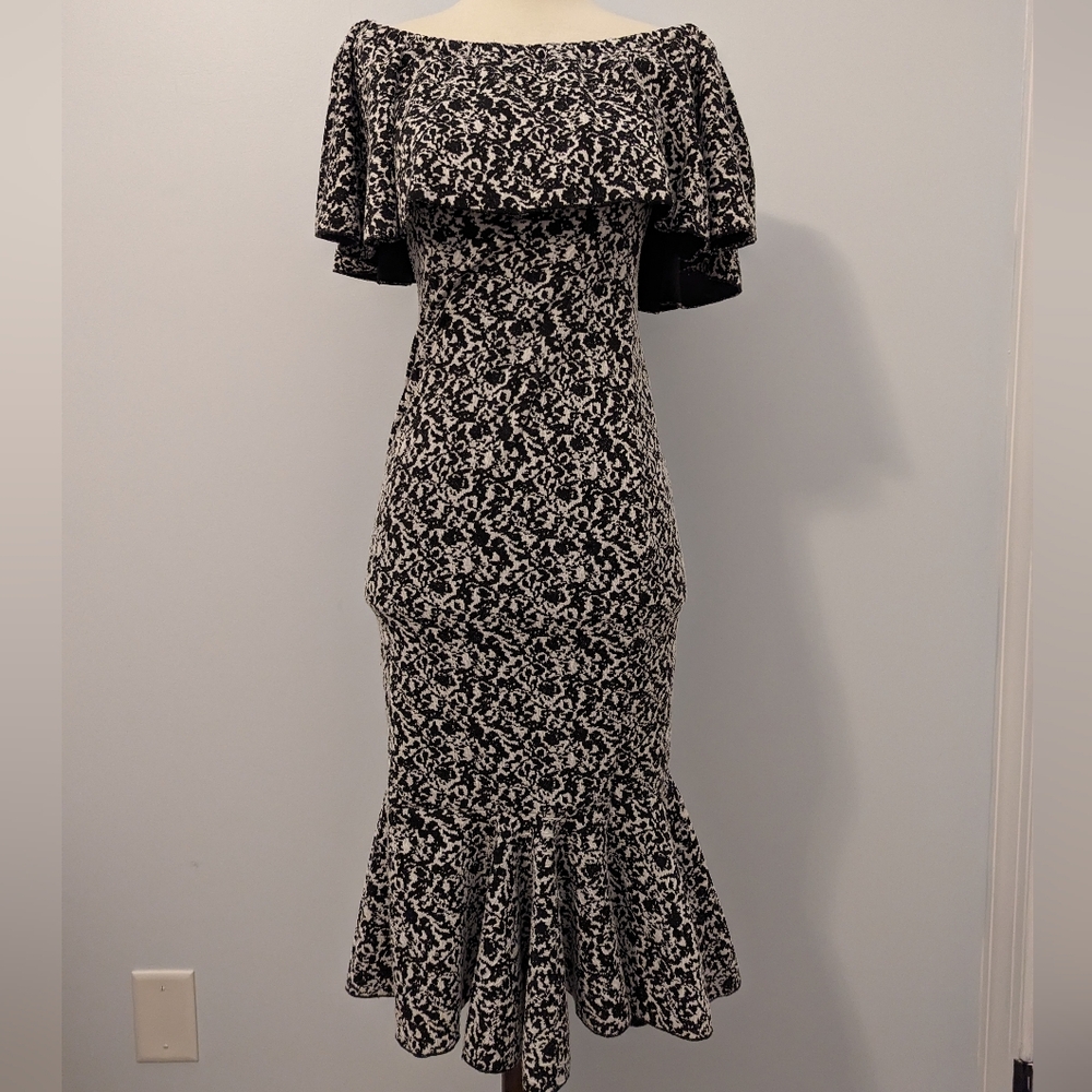 LuLaRoe Black and White Off Shoulder Dress XXS